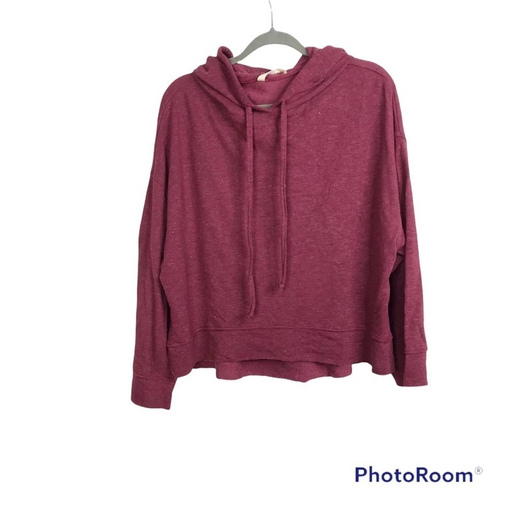 Elan Burgundy Drawstring Hoodie Sweatshirt Wide Long Sleeves Size L Nwt